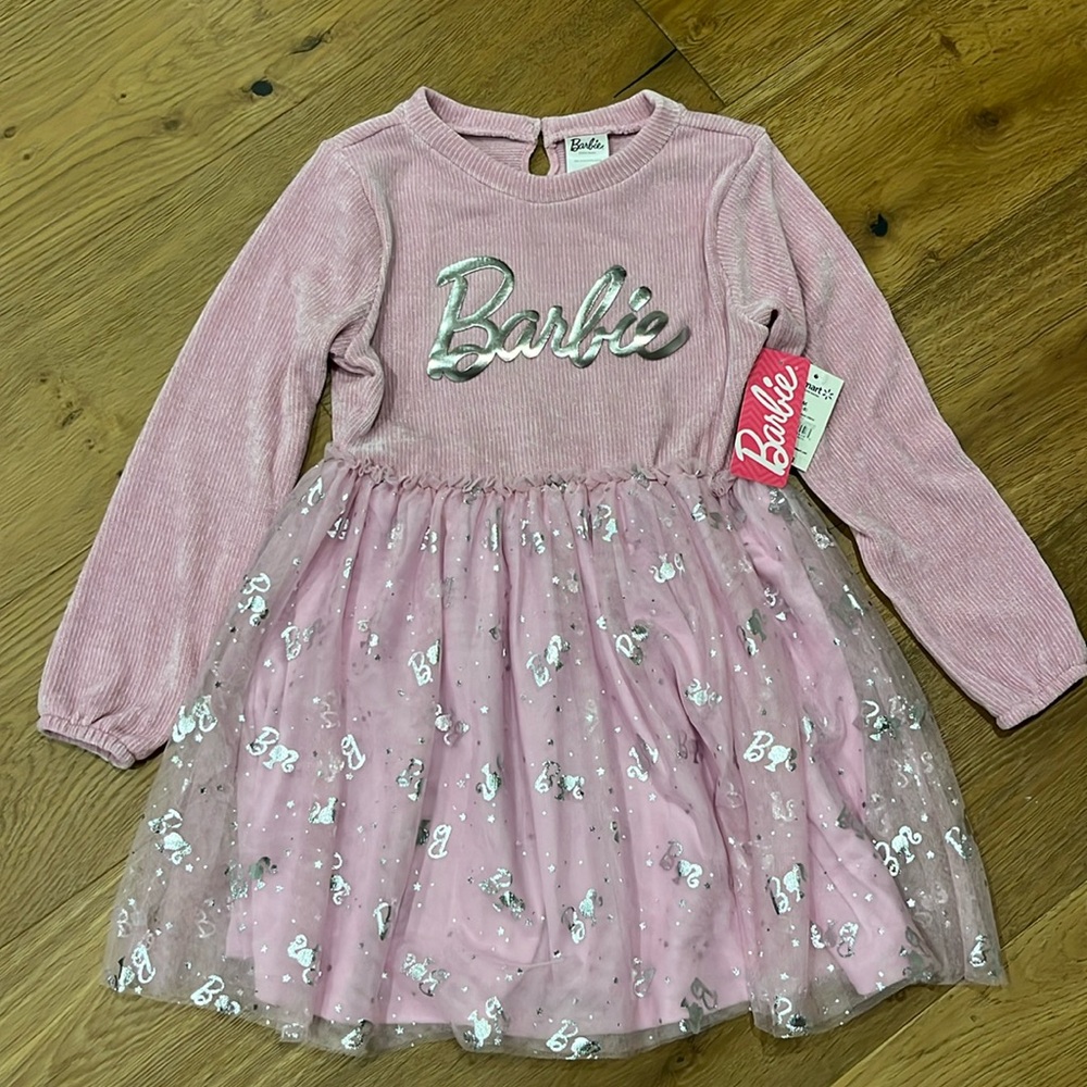 Brand new, Barbie Pink Corduroy Sweater Dress, Girls Medium 7-8